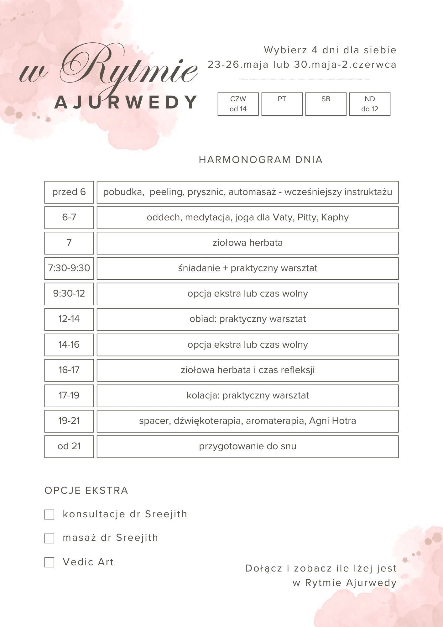 Rytm Ajurwedy - plan dnia